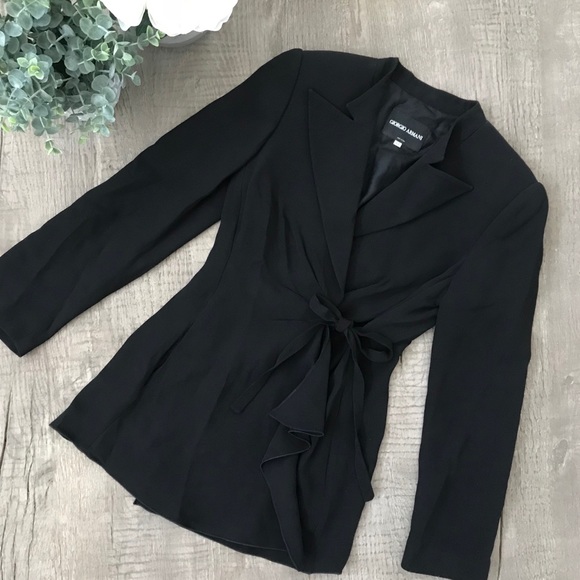 Giorgio Armani Jackets & Blazers - Giorgio Armani Black Wrap Tie Waist Blazer Jacket